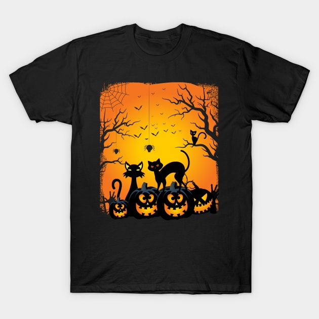 Cats of Halloween in september we wear gold T-Shirt by D3monic